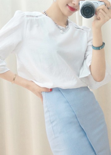 White cut blouse 